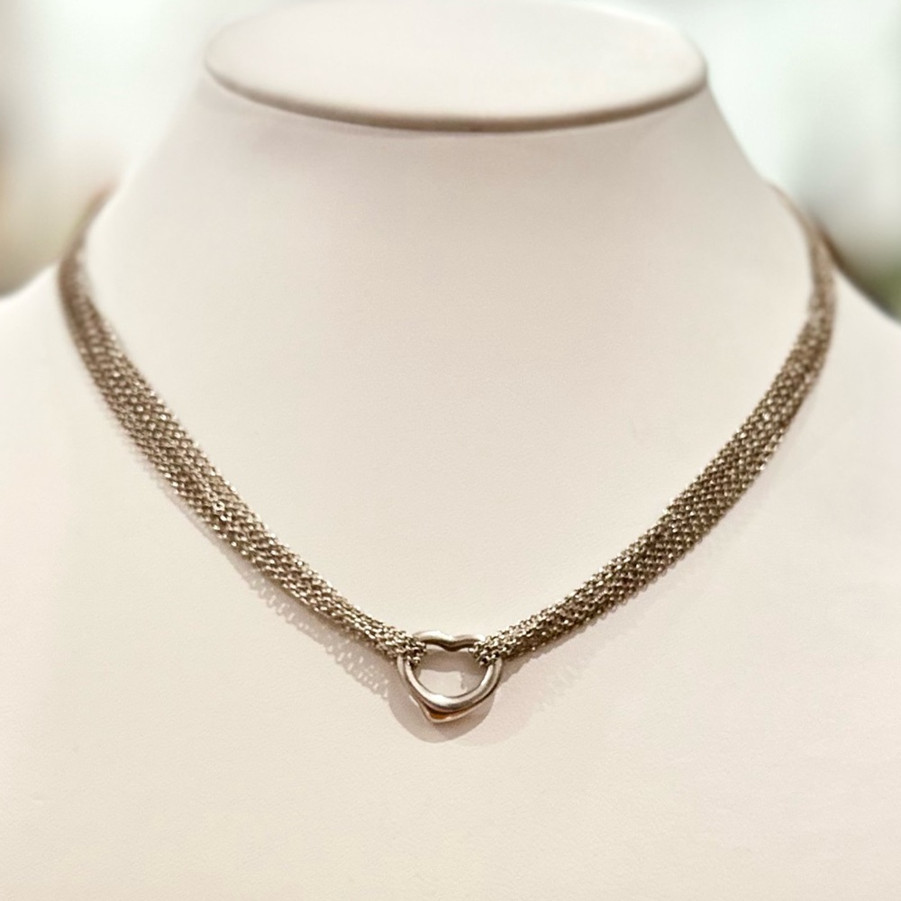 Silver Heart Multi Strand Necklace